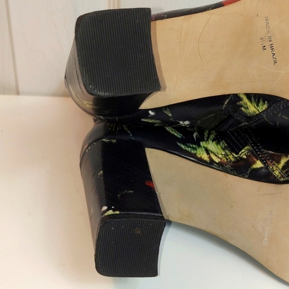Vintage Matisse Graffiti Black Floral Zip Ankle Boot 8.5 - Picture 11 of 13